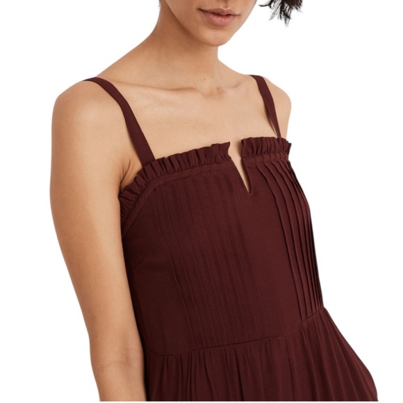 MADEWELL Women’s Wine Red Pintuck Cami Jumpsuit - Picture 2 of 16